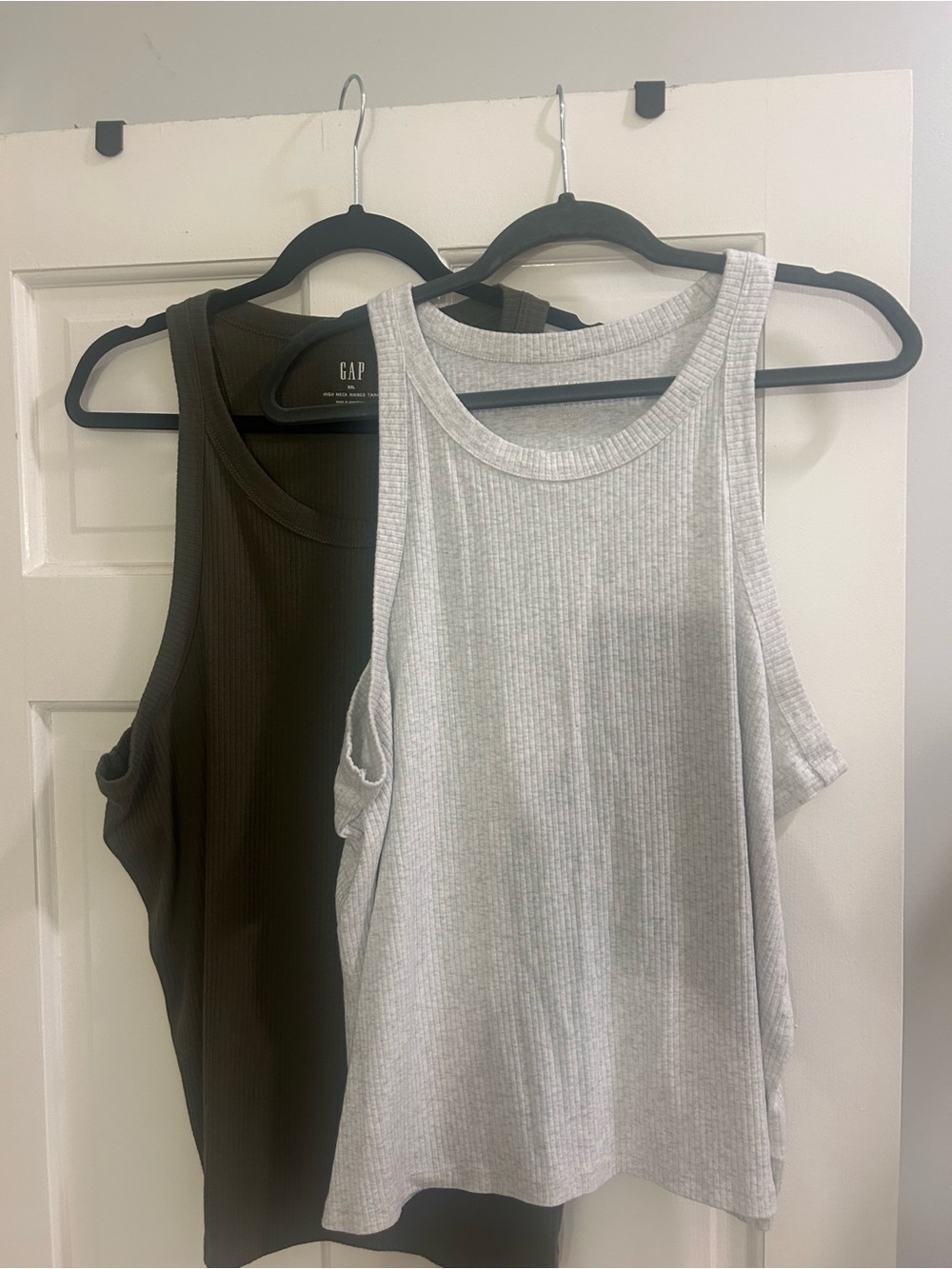 GAP Ribbed Tank Duo in Olive and Light Gray